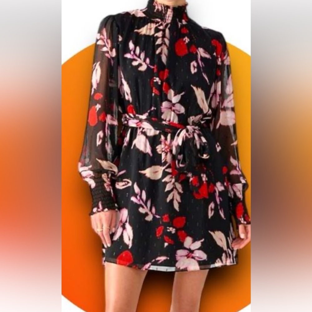 Sanctuary Black and Red Floral Long Sleeve Dress